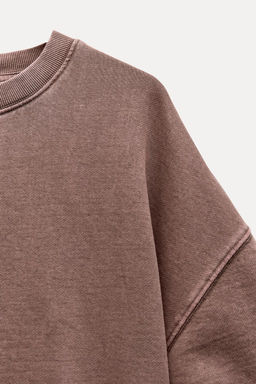 SHORT SLEEVE RIBBED PLUSH SWEATSHIRT - Zara фото 6