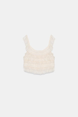 TOP VOLANTES ENCAJE / Crudo - Zara фото 5