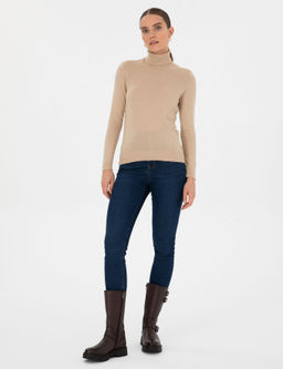 Bej Slim Fit Basic Kazak