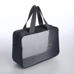 Косметичка-сумка на молнии в сетку, большая, с ручками, серая