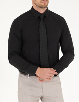 Siyah Slim Fit Uzun Kollu Klasik G_mlek