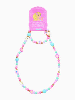 Цена за 2 шт. Набор детский "Выбражулька" 2 пред-а: бусы, браслет, смайл, цветной