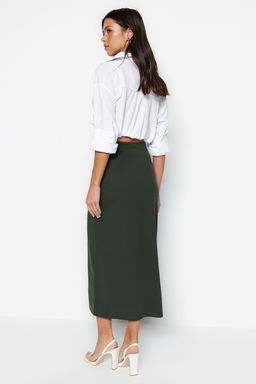 TRENDYOLMILLA Siyah Smart Krep Y?rtmac Detayl? Maxi Yuksek Bel Esnek Orme Etek TWOSS23ET00351 фото 5