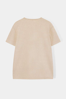 Bej Regular/Normal Kesim Dugmeli Dokulu Kaskorse T-Shirt TMNSS26TS00036 - Trendyolmilla фото 3