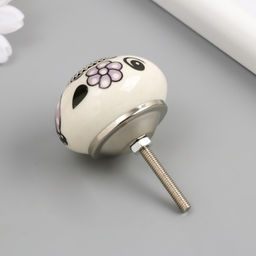 Ручка для шкатулки керамика, металл «Сиреневые цветы», 4.1×4.1×6 см