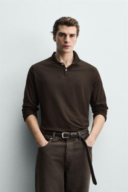 POLO REGULAR FIT ESTRUCTURA ALGOD?N / Marr?n - Zara фото 2