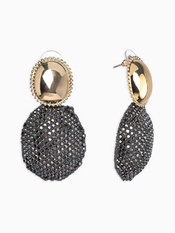 Серьги «Сияние вечера. Двойной овал», серые в золоте