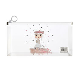 Цена за 12 шт. Папка-конверт на молнии формат А6, 180мкр, с рисунком «Маленькая девочка», МИКС