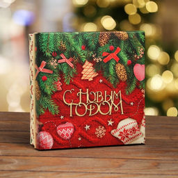 Цена за 5 шт. Коробка складная, крышка-дно С Новым Годом 20 х 20 х 6 см