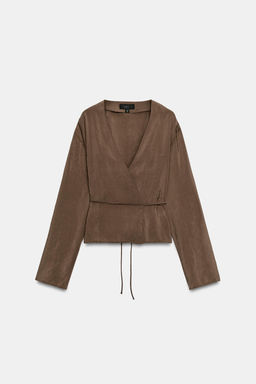 CAMISA KIMONO LAZADA / Marr?n oscuro - Zara фото 6