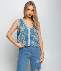 Джинсовый жилет #КТ102 (10), голубой