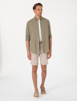 Рубашка Pierre Cardin Regular Fit хаки из льна