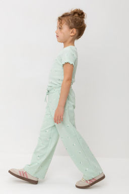 КР 400798/пастельно-зеленый,милые цветочки к545 брюки для дев - Crockid фото 3
