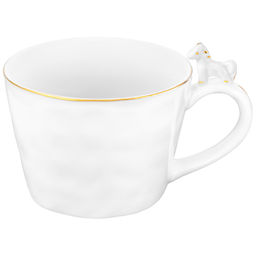 Кружка 300 мл 14*10*7,5 см "Лошадь" белая с золотом, фарфор