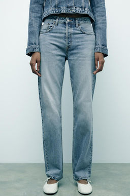 TRF STRAIGHT-LEG MID-RISE JEANS - Zara фото 11