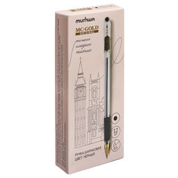 Цена за 12 шт. Ручка шариковая MunHwa. MC Gold, чёрный стержень, узел 0.5 мм, резиновый упор