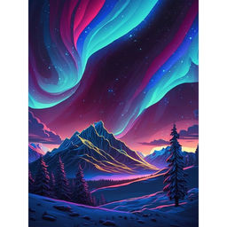 Алмазная мозаика на новый год с полным заполнением на холсте «Северное сияние», 30×40 см, набор для творчества