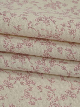 Хлопколен Туаль де Жуи - прованс цветы цв.брусника (на суровом), ш.1.4м, лен-15%, хл-85% - Купава фото 8