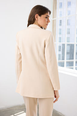 TRENDYOLMILLA Lacivert Oversize Astarl? Kruvaze Kapama Dokuma Blazer Ceket TWOSS20CE0024 фото 11