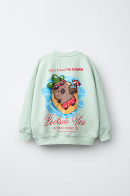 SUDADERA ESTAMPADA CAPIBARA CAPYFUN  / Verde claro - Zara фото 4