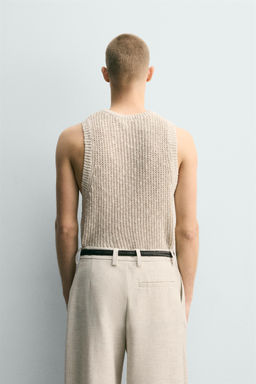 CAMISETA TANK ESTRUCTURA PUNTO ALGOD?N - LINO / Beige claro