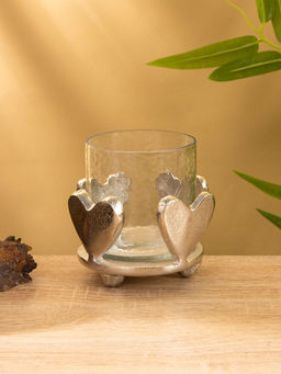 Подсвечник со стеклом Сердце, 10?10?10 см, алюминий