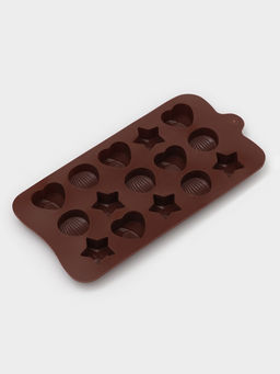Форма для конфет и шоколада Доляна Звёзды, ракушки, сердца, силикон, 20.6?10.3 см, 15 ячеек, коричневая  фото 3