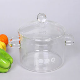 Кастрюля из боросиликатного стекла 1,35л "Хай-Тек" со стеклянными ручками