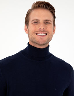 Lacivert Slim Fit Bal_k__ Yaka Basic Triko Kazak - Pierre cardin фото 2