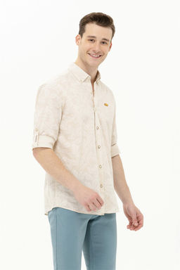 U. S. Polo Assn Мужская рубашка с длинным рукавом цвета экрю - U.s. polo assn фото 8