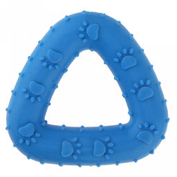 Игрушка для собаки Треугольник лапа 7,5х7,5х1,8см, полипропилен, фактурная, цвета микс (темно-розовый, зеленый, ярко-оранжевый), Пэт тойс (Pet toys) (Китай)  фото 2