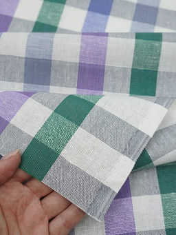 Холст полотенечный Средняя клетка цв.серый/зеленый, ш.0.5м, лен-30%, хлопок-70%, 140гр/м.кв - Купава фото 4