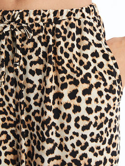 Beli Lastikli Leopar Desenli Kad?n Pantolon