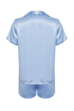 Trendyolmilla Mavi Saten Sortlu Dokuma Pijama Tak?m? THMSS24PT00118 фото 16