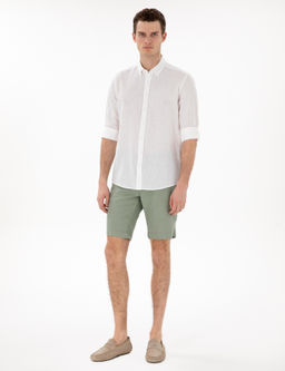 Рубашка Pierre Cardin Regular Fit белая с льном