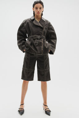 Chaqueta biker con efecto desgastado