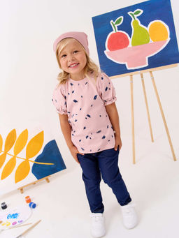 Футболка с рукавом-фонариком "Дымчатая роза" 0+