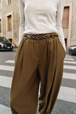 PANTAL?N BOMBACHO CINTUR?N CADENA / Oliva - Zara фото 4