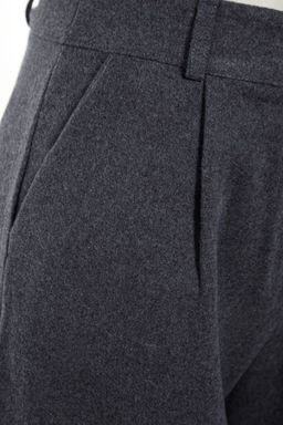 Limited Edition Antrasit Wide Leg/Genis Paca Yuksek Bel Dokuma Pantolon TWOAW23PL00302