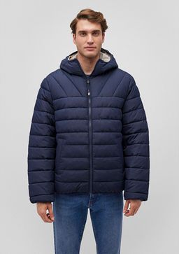 Cift Tarafl? Kapusonlu Lacivert Sisme Mont - Mavi фото 3