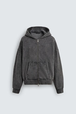 SUDADERA LAVADA CREMALLERA CAPUCHA / Gris?ceo - Zara фото 7