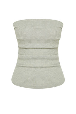 Trendyolmilla Ekru Drape Detayl? Lurexli/Simli Straplez Esnek Orme Bluz TWOSS24BZ00136  фото 33