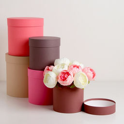 Набор шляпных подарочных коробок 5 в 1« Кофейный» , 23×23 - 14×14 см