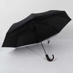 Зонт полуавтоматический «Гром», эпонж, 3 сложения, 8 спиц, R=48/55 см, d=96 см, чёрный