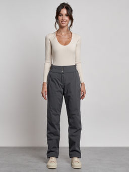 Брюки утепленные спортивные с высокой посадкой женские зимние серого цвета 7141Sr - Colannia фото 6