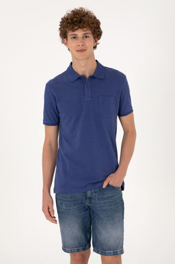 Erkek Slim Fit D_k_ml_ Polo Yaka A__k Lacivert Ti__rt Sepette S_rpriz _ndirim