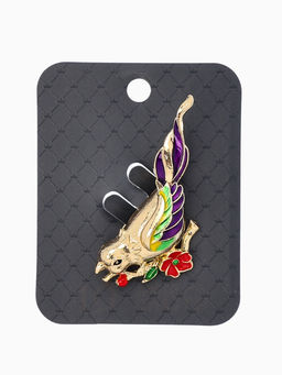 Брошь "Птичка" экзотическая, цветная в золоте