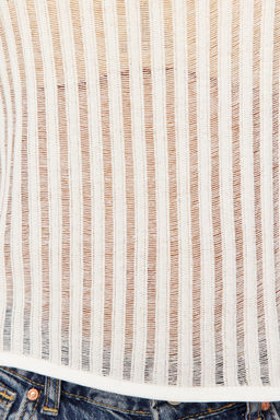 Ekru Triko Gorunumlu Bisiklet Yaka Regular/Normal Kal?p Orme Bluz TWOSS24BZ00504 - Trendyolmilla фото 5