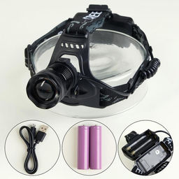 Фонарь налобный аккумуляторный 10 Вт, 2х1200 мАч, USB, P50, COB, zoom - Simaland фото 2