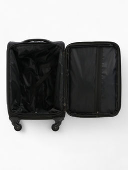 Чемодан на колёсах маленький 45 л (S), на молнии, с увеличением, кодовый замок, 4 колеса, чёрный